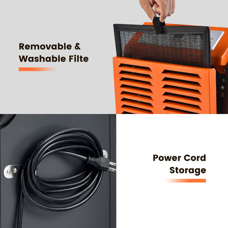 Portable Commercial Dehumidifier with Tank and Drainage Pipe-Gray