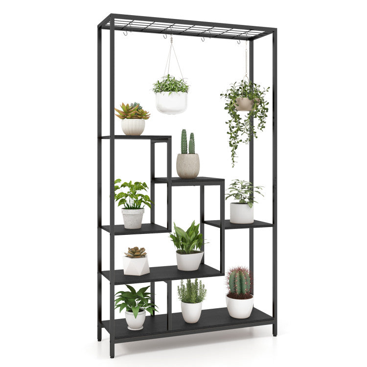 6-Tier Tall Plant Stand with 10 Hanging Hooks