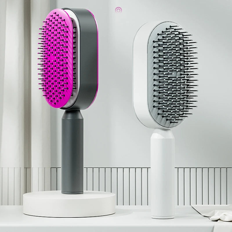Self Cleaning Hair Brush for Women Onekey Cleaning Hair Loss Airbag Massage Scalp Comb AntiStatic Hairbrush Dropshipping