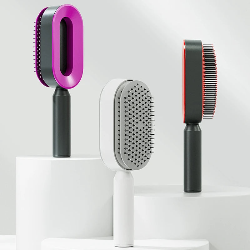 Self Cleaning Hair Brush for Women Onekey Cleaning Hair Loss Airbag Massage Scalp Comb AntiStatic Hairbrush Dropshipping