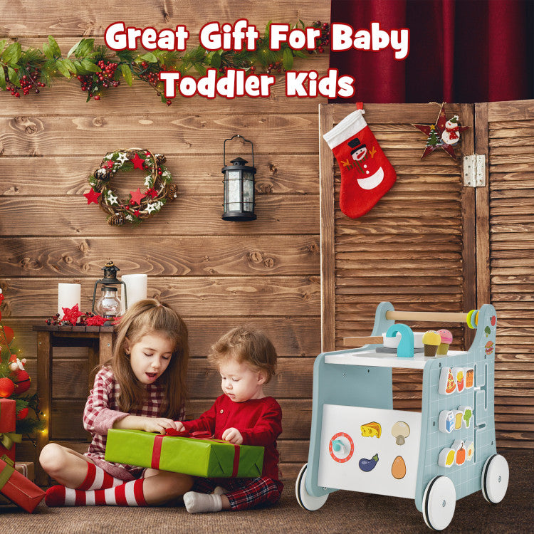 6-in-1 Wooden Play Kitchen for Kids Over 12 Months