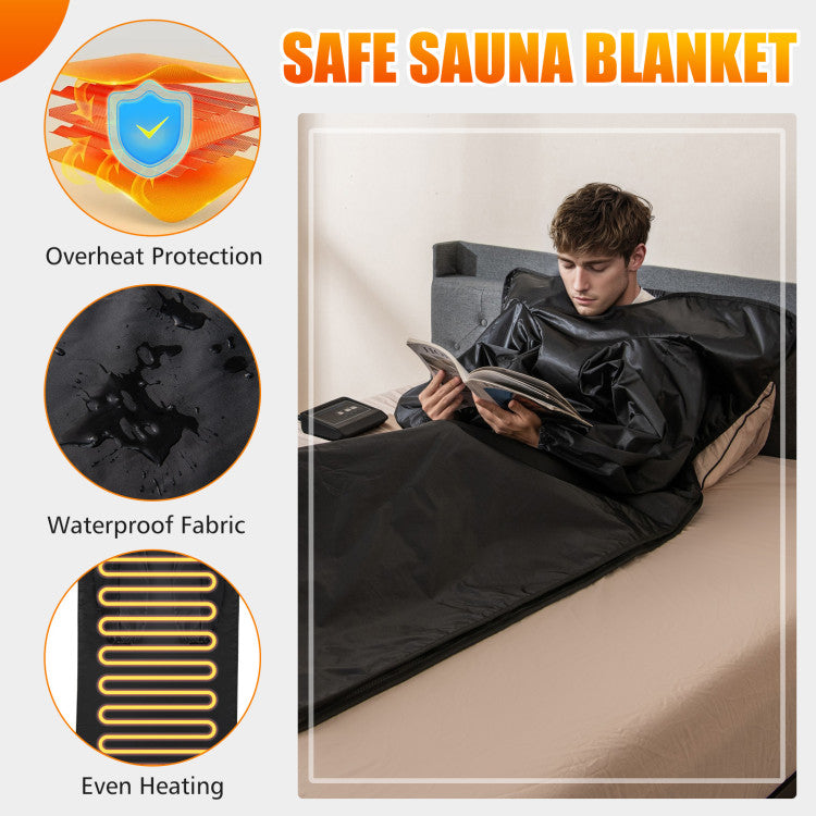 Infrared Sauna Blanket for Home Use with Arm Sleeves Wraps and Carry Bag