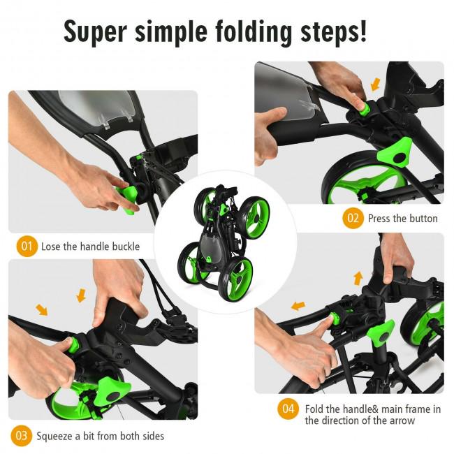 4 Wheels Golf Push Cart with Brake Scoreboard Adjustable Handle