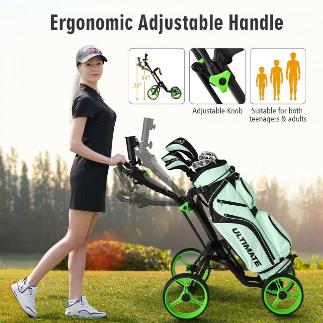 4 Wheels Golf Push Cart with Brake Scoreboard Adjustable Handle