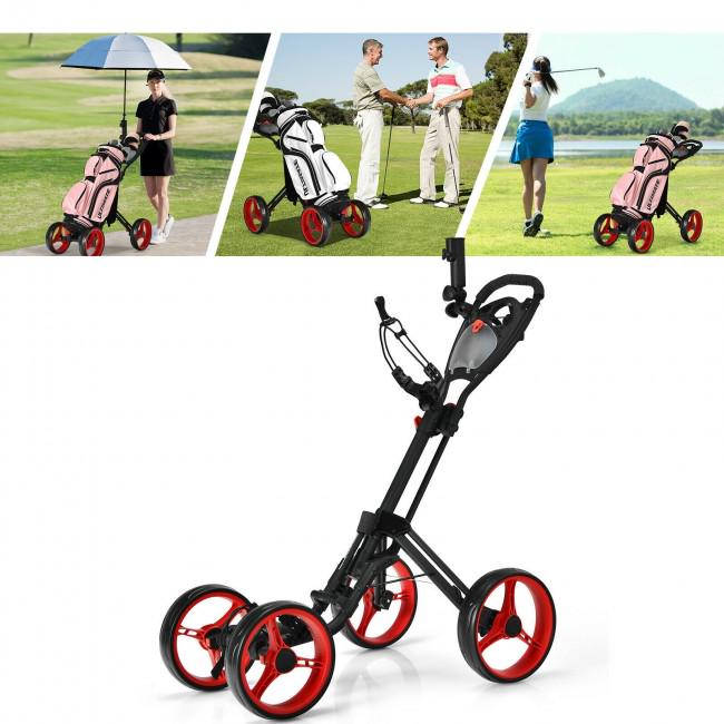 4 Wheels Golf Push Cart with Brake Scoreboard Adjustable Handle