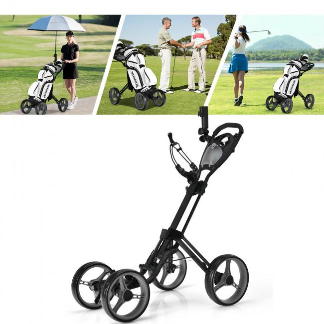 4 Wheels Golf Push Cart with Brake Scoreboard Adjustable Handle