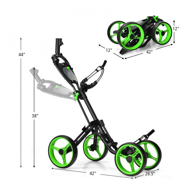 4 Wheels Golf Push Cart with Brake Scoreboard Adjustable Handle