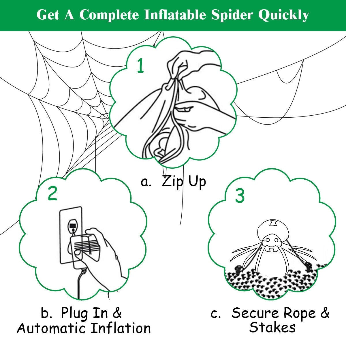 6FT Halloween Inflatable Blow-Up Spider