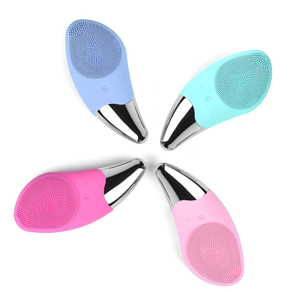 Ultrasonic Vibration Silicone Cleansing Facial Brush