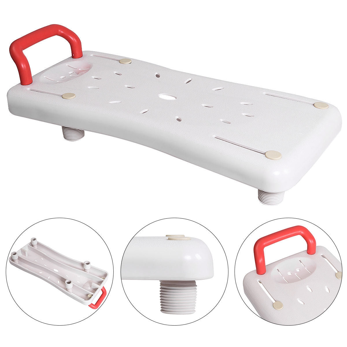 Width Adjustable Portable Bathtubs Shower Bench Seat with Plastic