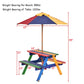 4-Seat Outdoor Kids Picnic Table Bench Set with Removable Umbrella