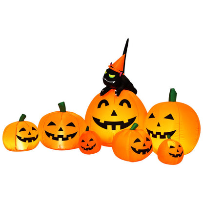 Halloween 7.5 Ft. Inflatable Pumpkin Combo with Witch Black Cat