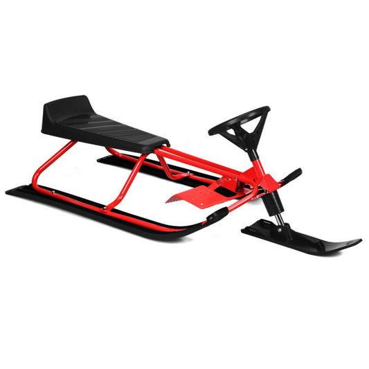 Snow Sled with Steering Wheel and Double Brakes Pull Rope Slider