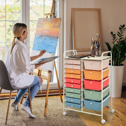 15-Drawer Utility Rolling Organizer Cart Multi-Use Storage