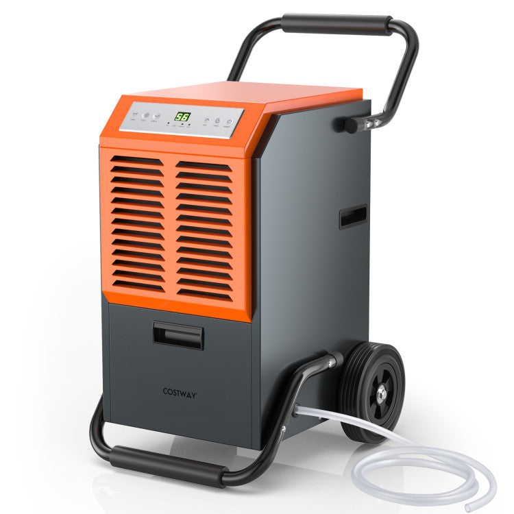 Portable Commercial Dehumidifier with Tank and Drainage Pipe-Gray