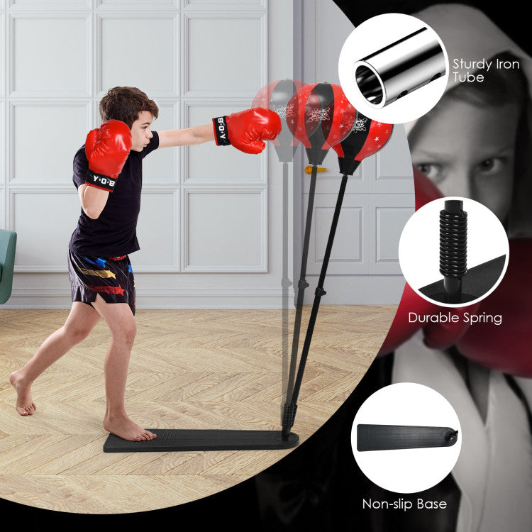 Kids Adjustable Stand Punching Bag Toy Set with Boxing Glove