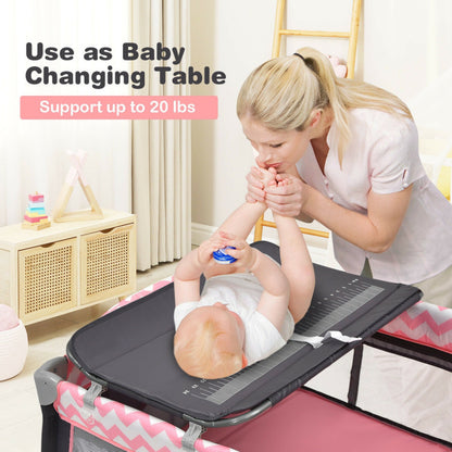 3-in-1 Portable Baby Playard with Zippered Door and Toy Bar