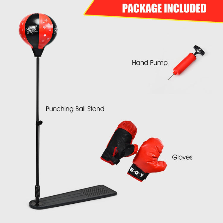 Kids Adjustable Stand Punching Bag Toy Set with Boxing Glove