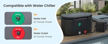 XL 129 Gal Oval Ice Bath Tub with Cover and Hand Pump for Athletes