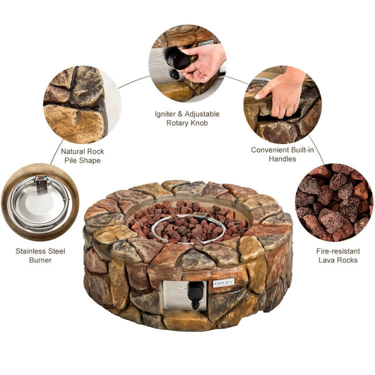 40,000 BTU Stone Gas Fire Stove Pit