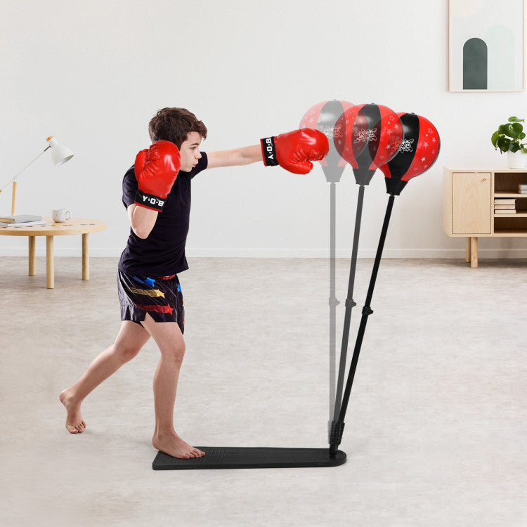 Kids Adjustable Stand Punching Bag Toy Set with Boxing Glove