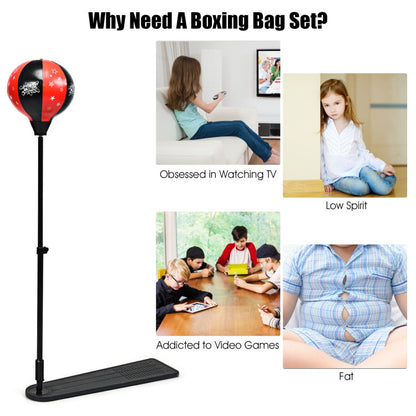 Kids Adjustable Stand Punching Bag Toy Set with Boxing Glove