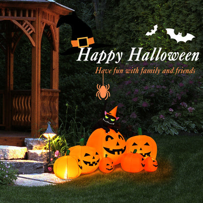 Halloween 7.5 Ft. Inflatable Pumpkin Combo with Witch Black Cat
