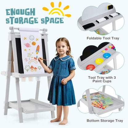 3-in-1 Double-sided Art Easel with Chalkboard and Magnetic Whiteboard