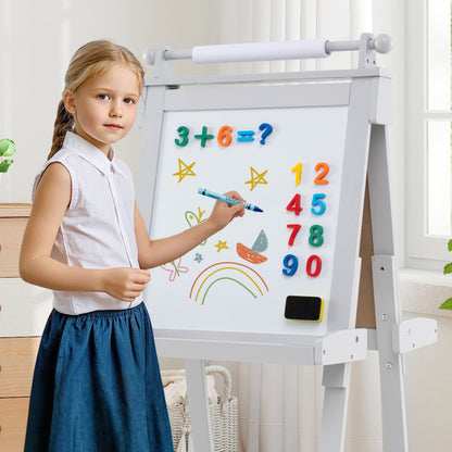 3-in-1 Double-sided Art Easel with Chalkboard and Magnetic Whiteboard