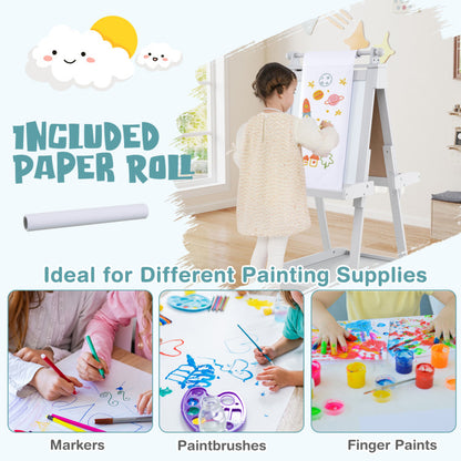 3-in-1 Double-sided Art Easel with Chalkboard and Magnetic Whiteboard