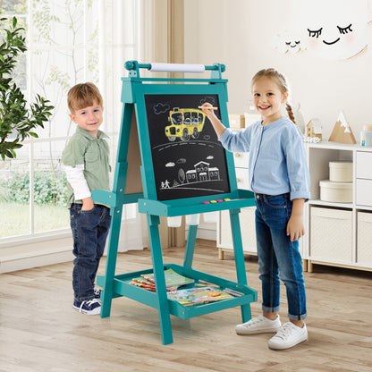 3-in-1 Double-sided Art Easel with Chalkboard and Magnetic Whiteboard
