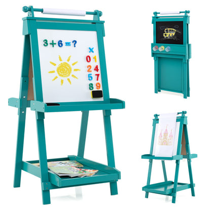 3-in-1 Double-sided Art Easel with Chalkboard and Magnetic Whiteboard