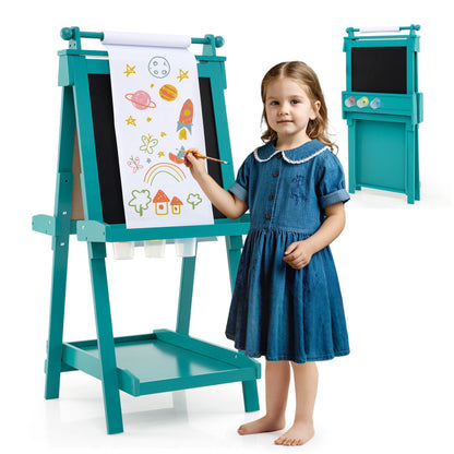 3-in-1 Double-sided Art Easel with Chalkboard and Magnetic Whiteboard