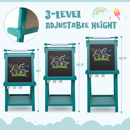 3-in-1 Double-sided Art Easel with Chalkboard and Magnetic Whiteboard