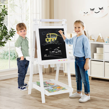 3-in-1 Double-sided Art Easel with Chalkboard and Magnetic Whiteboard