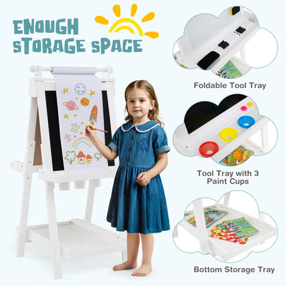 3-in-1 Double-sided Art Easel with Chalkboard and Magnetic Whiteboard