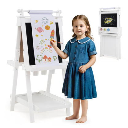 3-in-1 Double-sided Art Easel with Chalkboard and Magnetic Whiteboard