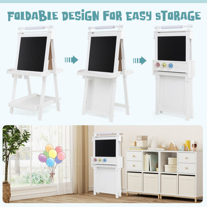3-in-1 Double-sided Art Easel with Chalkboard and Magnetic Whiteboard
