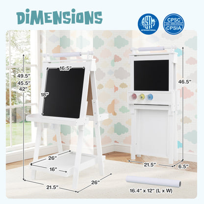 3-in-1 Double-sided Art Easel with Chalkboard and Magnetic Whiteboard
