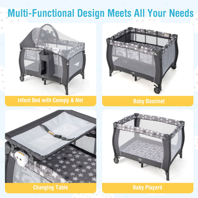 Portable Baby Nursery Center 4-in-1 Portable Travel Crib