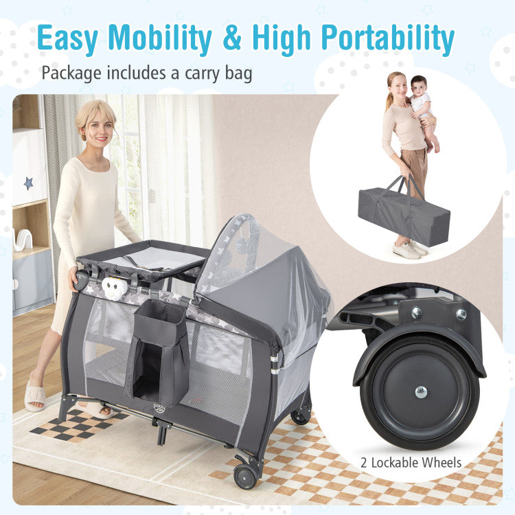 Portable Baby Nursery Center 4-in-1 Portable Travel Crib