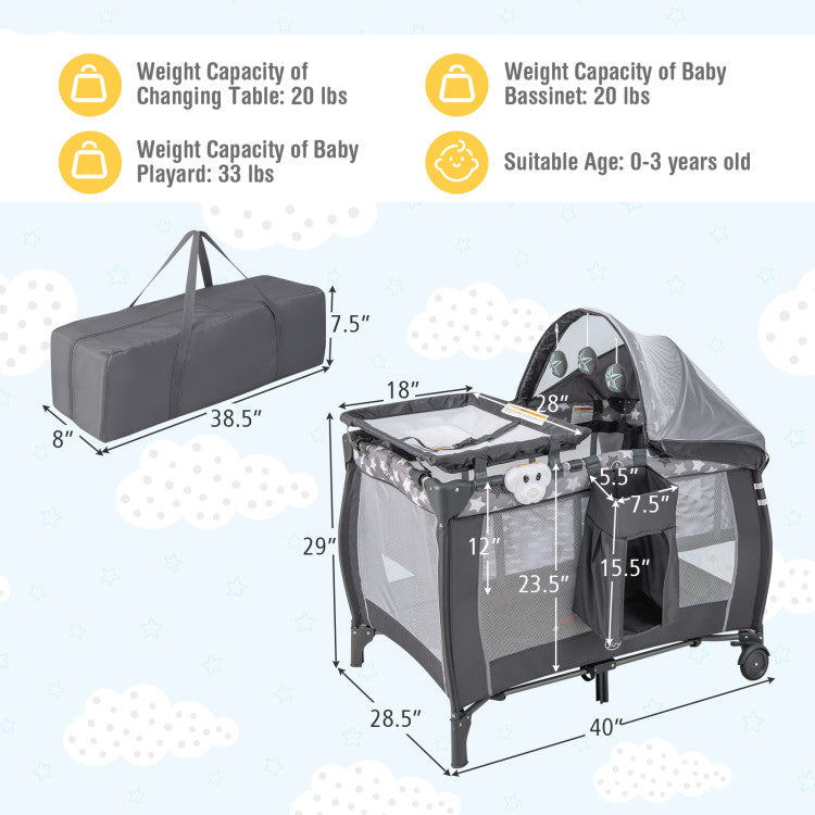 Portable Baby Nursery Center 4-in-1 Portable Travel Crib