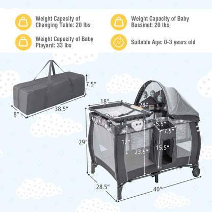 Portable Baby Nursery Center 4-in-1 Portable Travel Crib