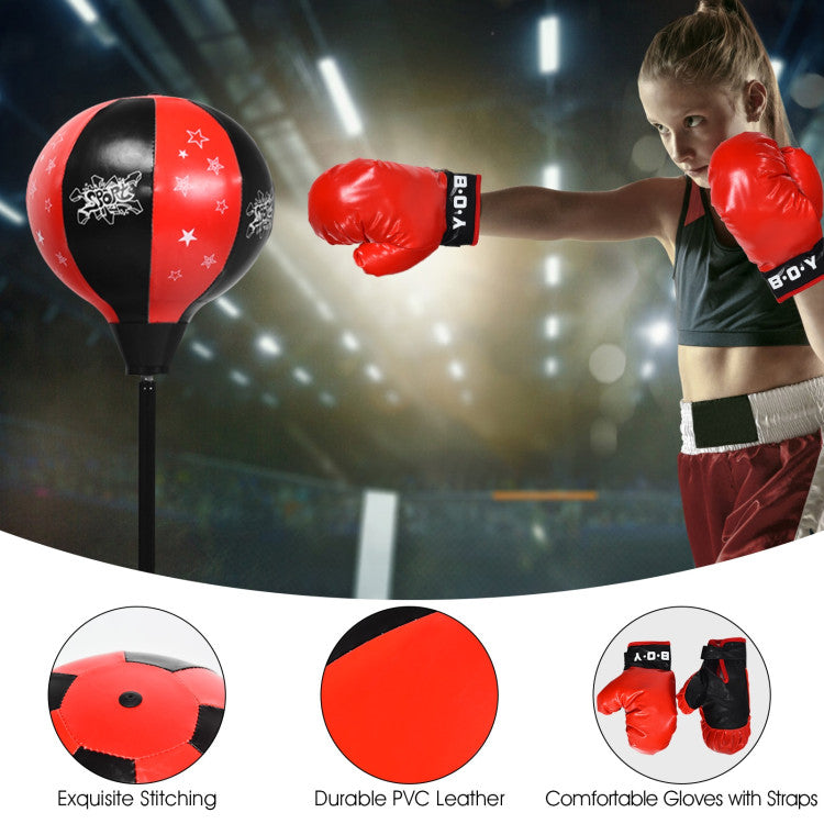 Kids Adjustable Stand Punching Bag Toy Set with Boxing Glove