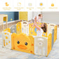 Portable Baby Playpen with Yellow Duck Pattern and Non-Slip Rubber Bases