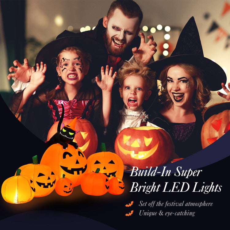Halloween 7.5 Ft. Inflatable Pumpkin Combo with Witch Black Cat