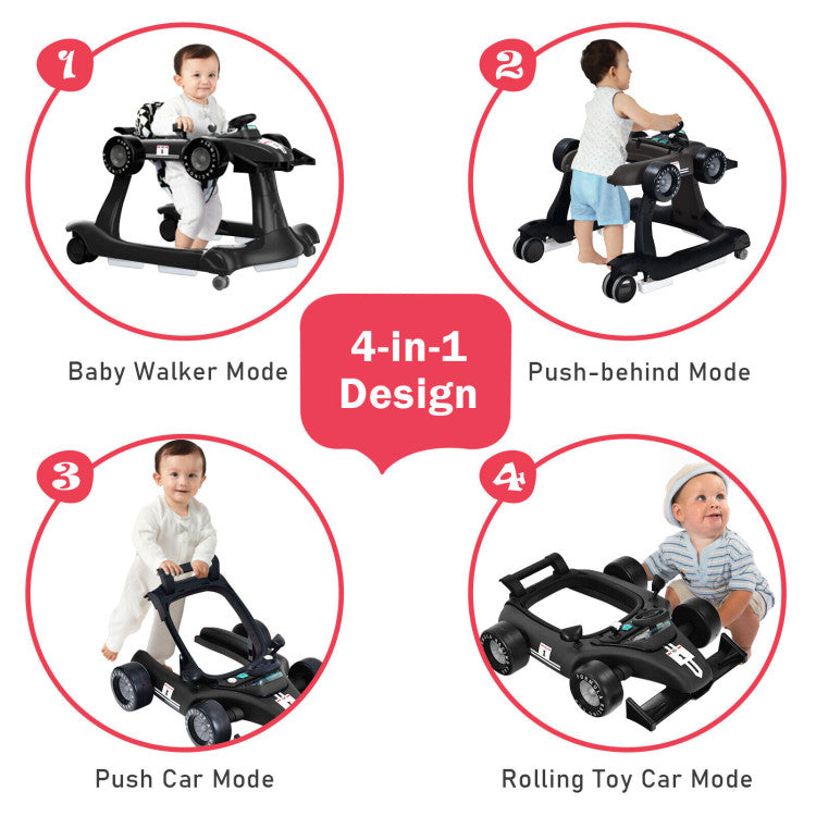 4-in-1 Foldable Activity Push Walker with Adjustable Height