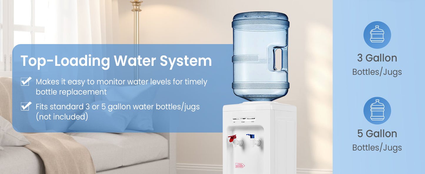 5 Gallons Hot and Cold Water Cooler Dispenser with Child Safety Lock
