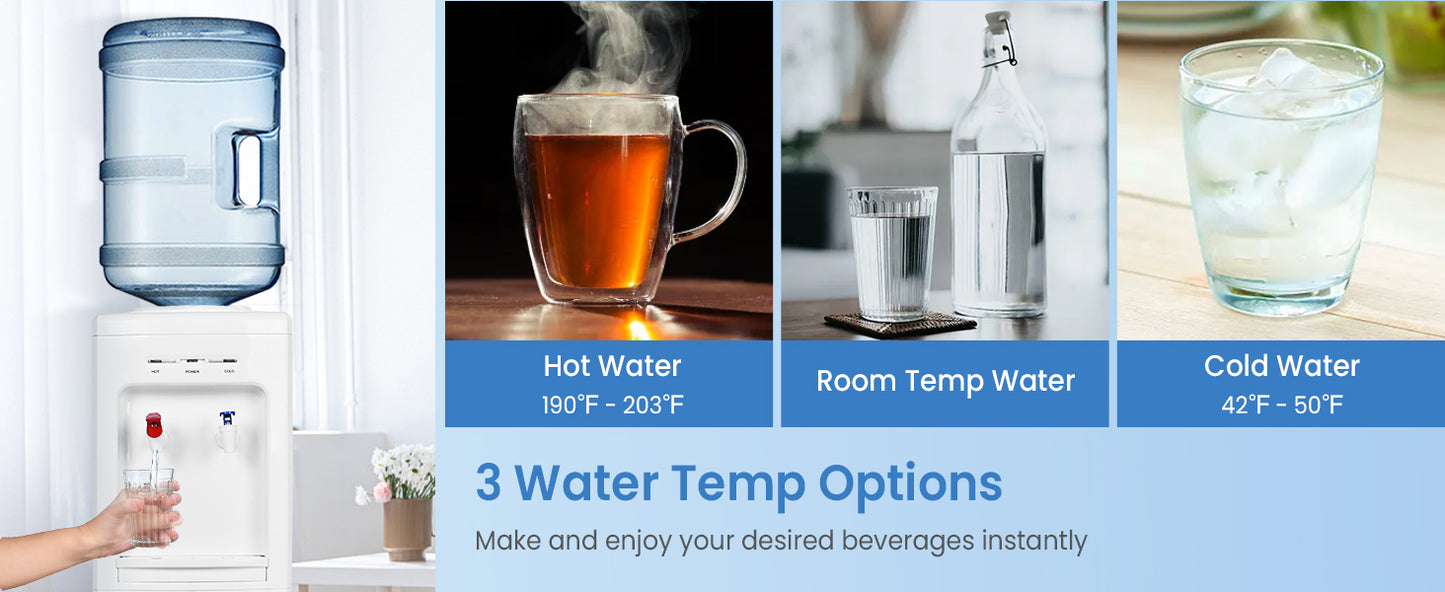 5 Gallons Hot and Cold Water Cooler Dispenser with Child Safety Lock