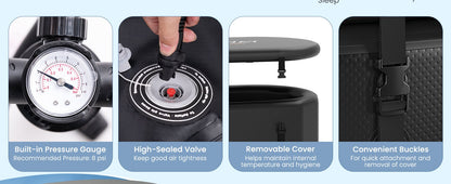 XL 129 Gal Oval Ice Bath Tub with Cover and Hand Pump for Athletes